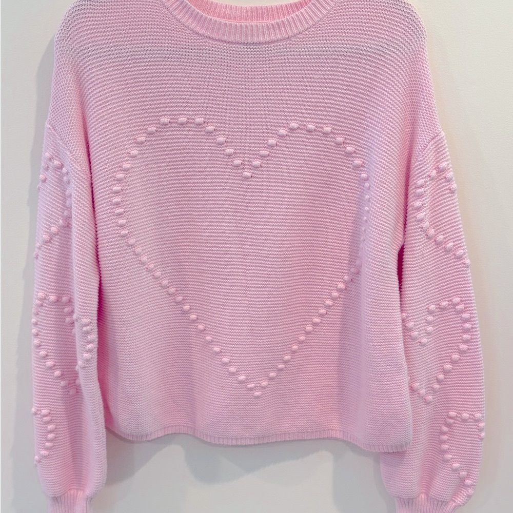 Pink Heart Knit Sweater